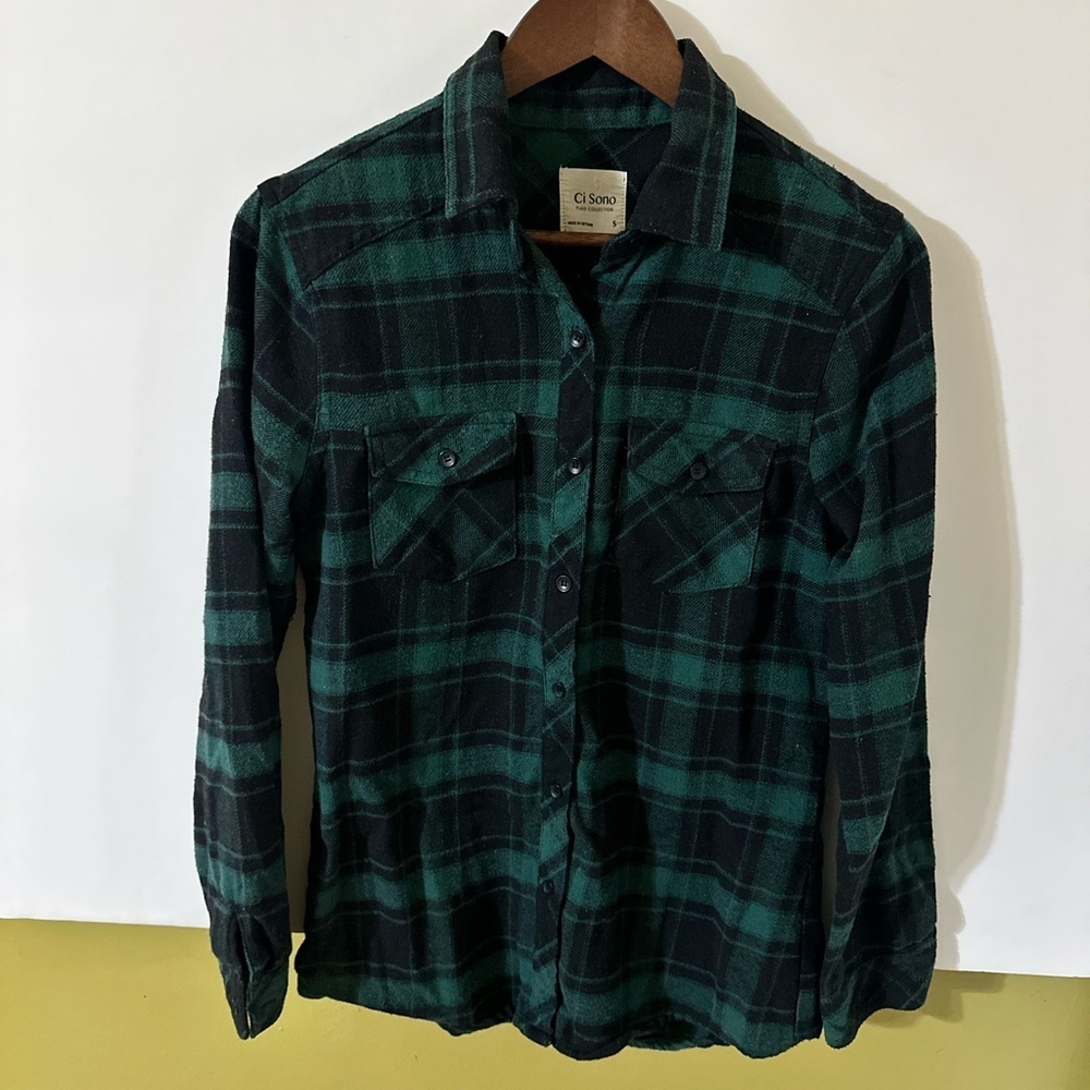 Ci sono women’s button down plaid boyfriend flannel size small - Picture 2 of 8